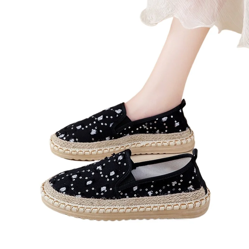 

Sequin Cloth Shoes Woman Leisure Versatile Women's Shoes New Summer Breathable Casual Shoe Flat Bottom Shoes for Women Fashion