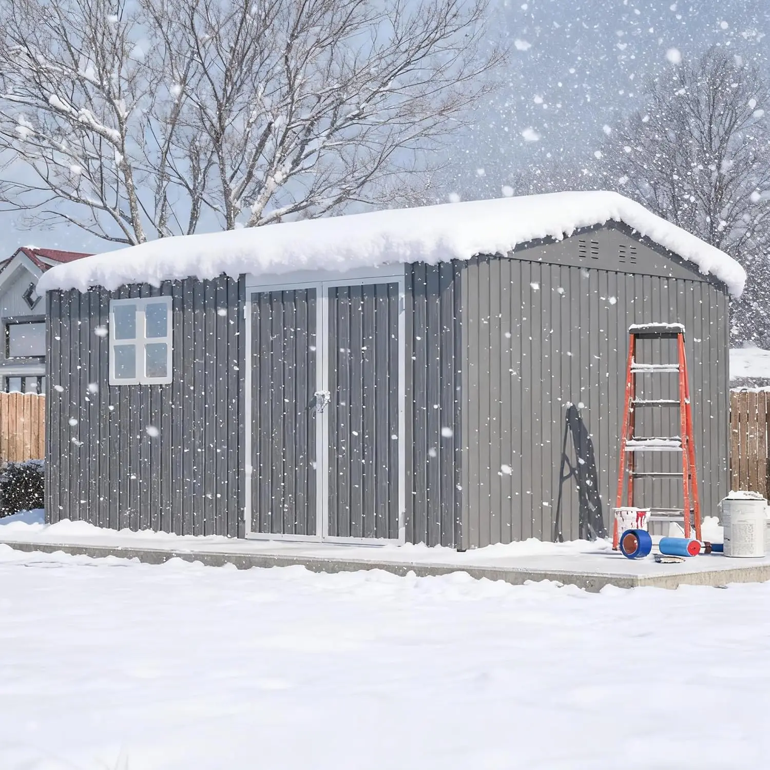 

10x12ft Metal Outdoor Storage Shed with Floor Windows Lockable Doors Frame Backyard Garden Patio Tool, Customized