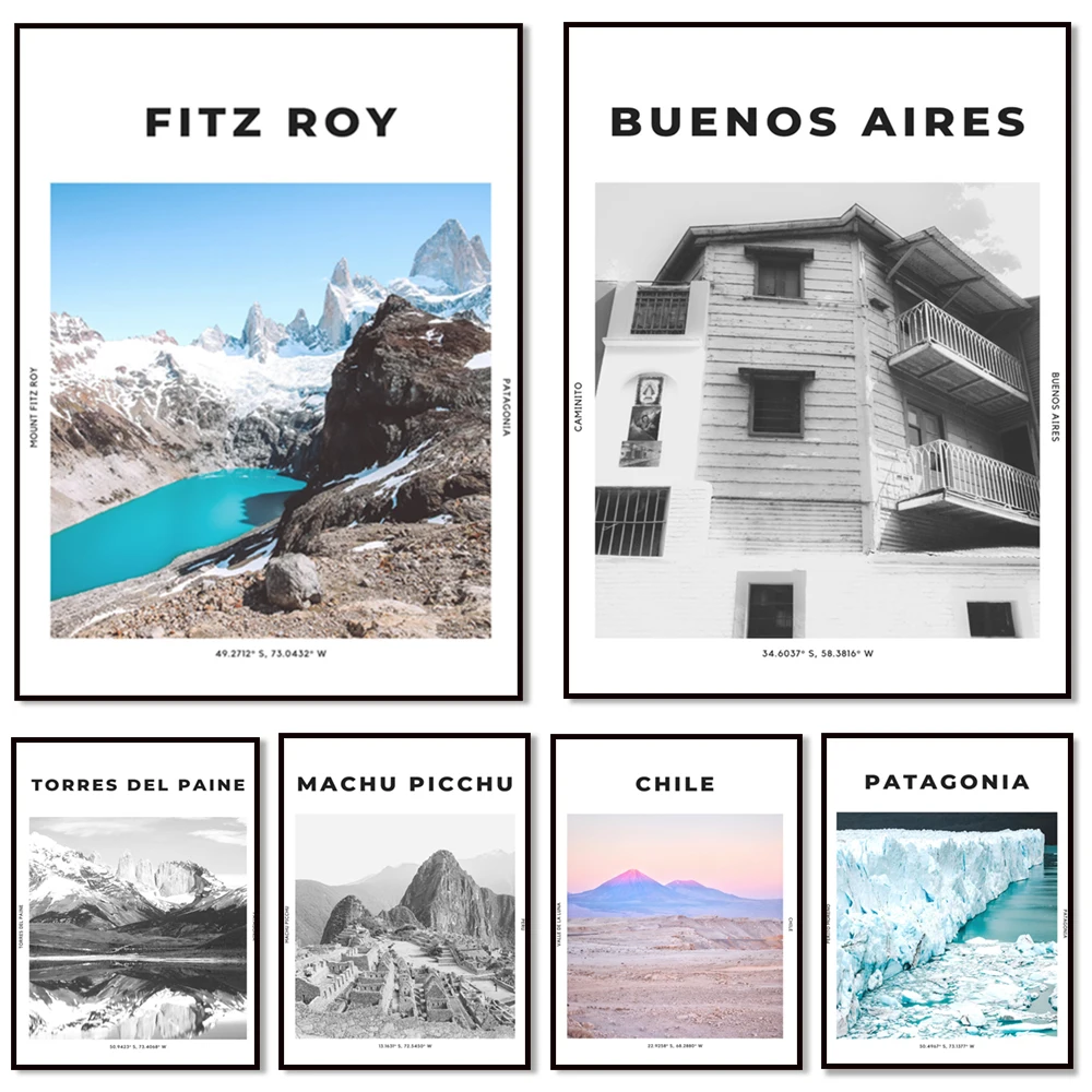 Argentina, Buenos Aires, Chile, Cusco,  Fitz Roy Mountain , Iguazu Falls, Lima, Peru, Rio de Janeiro travel poster