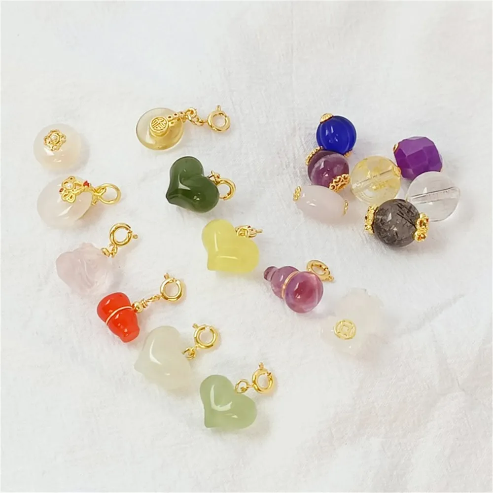 

Crystal Agate Round Beads Separated Beads Scattered Beads Peace Pendant Lion Dance Gourd Drop Slip DIY Handmade Jewelry Accessor