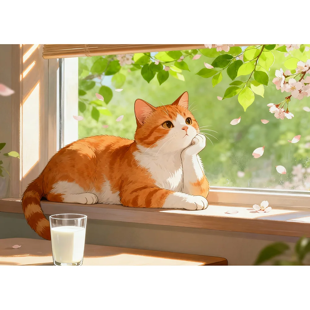 

5D DIY Алмазная вышивка AB FD «Волшебная пыль»: Милый котик у окна, животное, алмазная живопись, стразы, картина для дома
