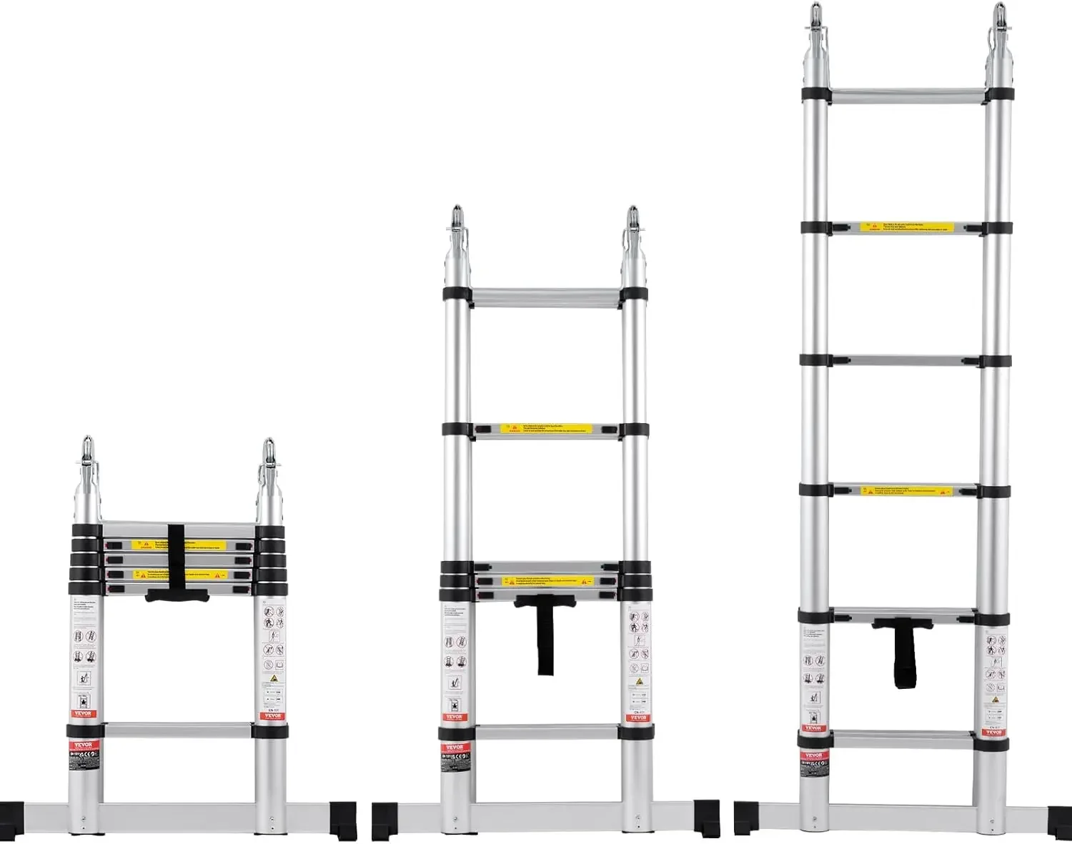 Telescoping Ladder, 12.5FT A-Shape Aluminum Extension Ladder Lightweight, Multi-Button Retraction Collapsible Ladder