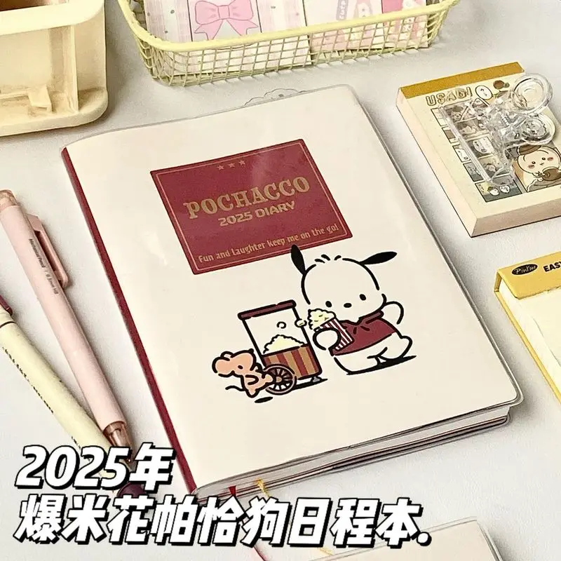 2025 Anime Sanrio Pochacco B6 Student Weekly Planner Notebook Color Inner Page Diary Draft Notepad Student Writing Stationery