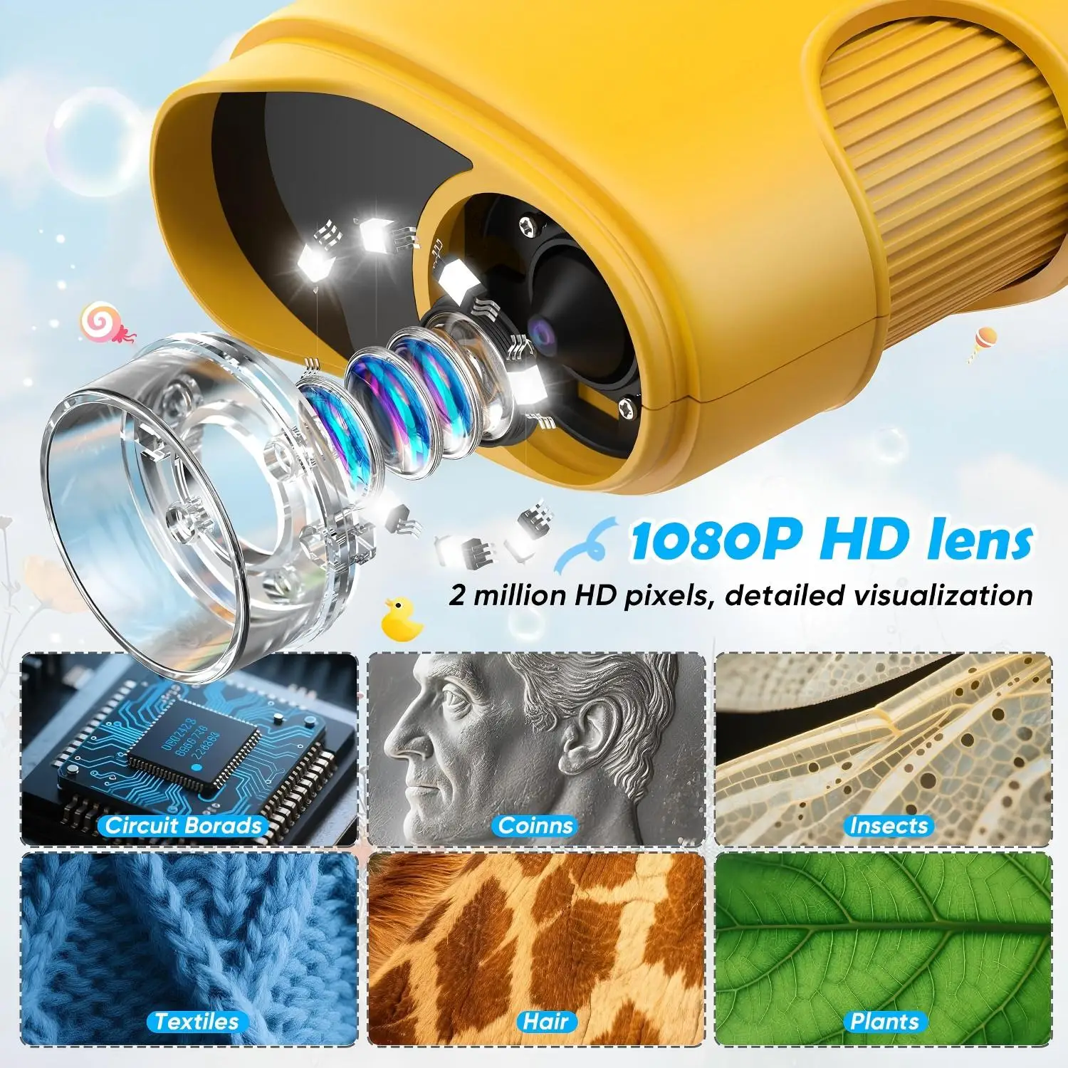 Mini Pocket 1000X Handheld Kids Microscope STEM Educational Science Toys Digital Miniscope Toy Birthday Gift for Boys Girls 4-12 view 5