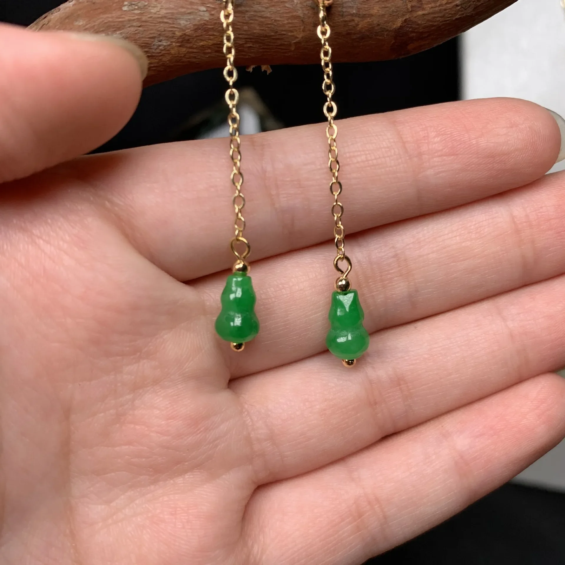 

Green Jade Gourd Earrings Beads Jadeite Gemstone Emerald Stone Gifts Women 925 Silver Designer Natural Talismans Jewelry Gift