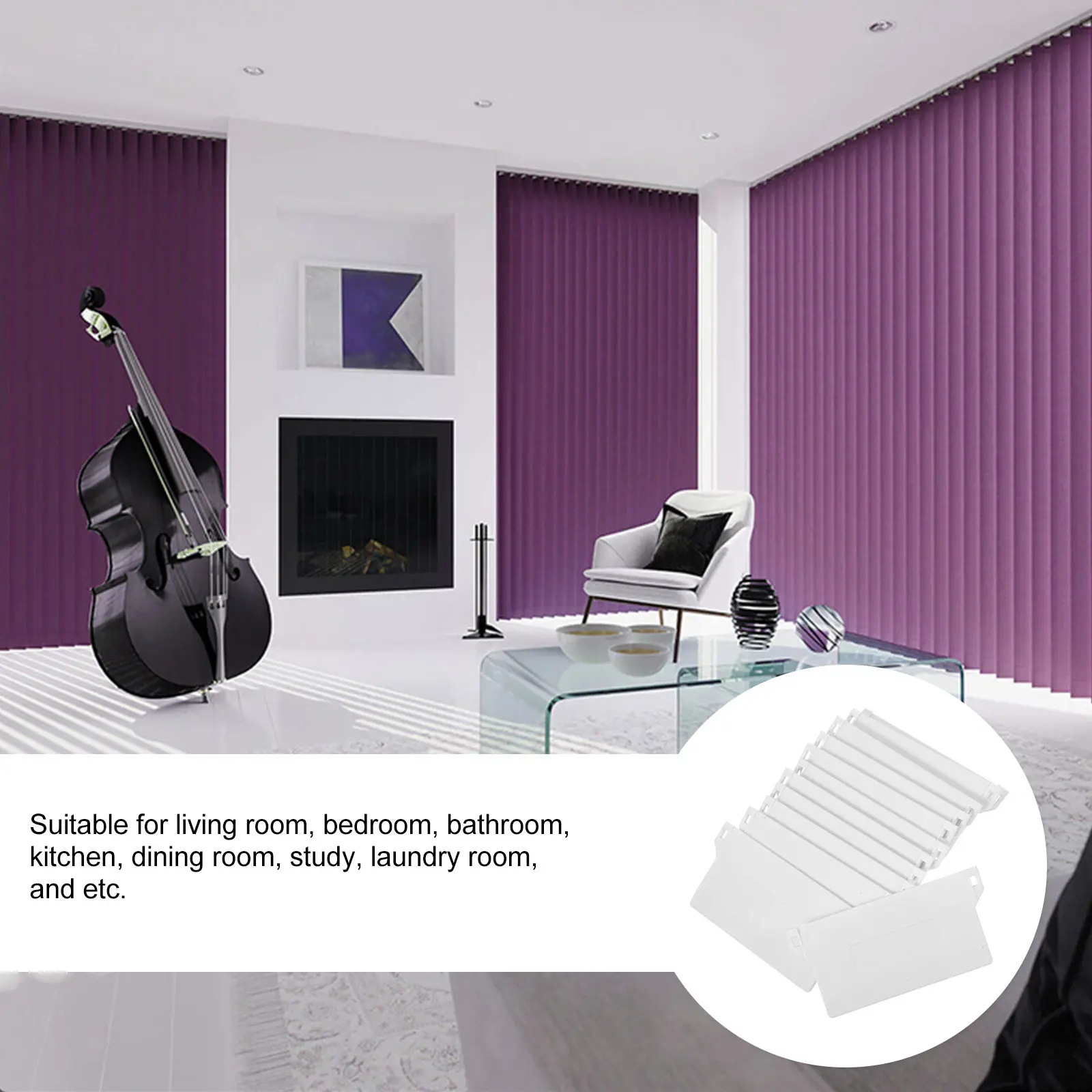 12Pcs 89Mm Sturdy Plastic Vertical Blind Bottom Plates Heavy Duty Weighted Base for Straight Alignment Blinds Fittings