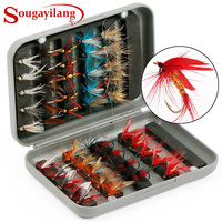 Sougayilang Fly Flies Lure With Fly Tackle Box Portable Fly Fishing Lure Kit for Bass Trout Freshwater Saltwater Outdoor Fishing