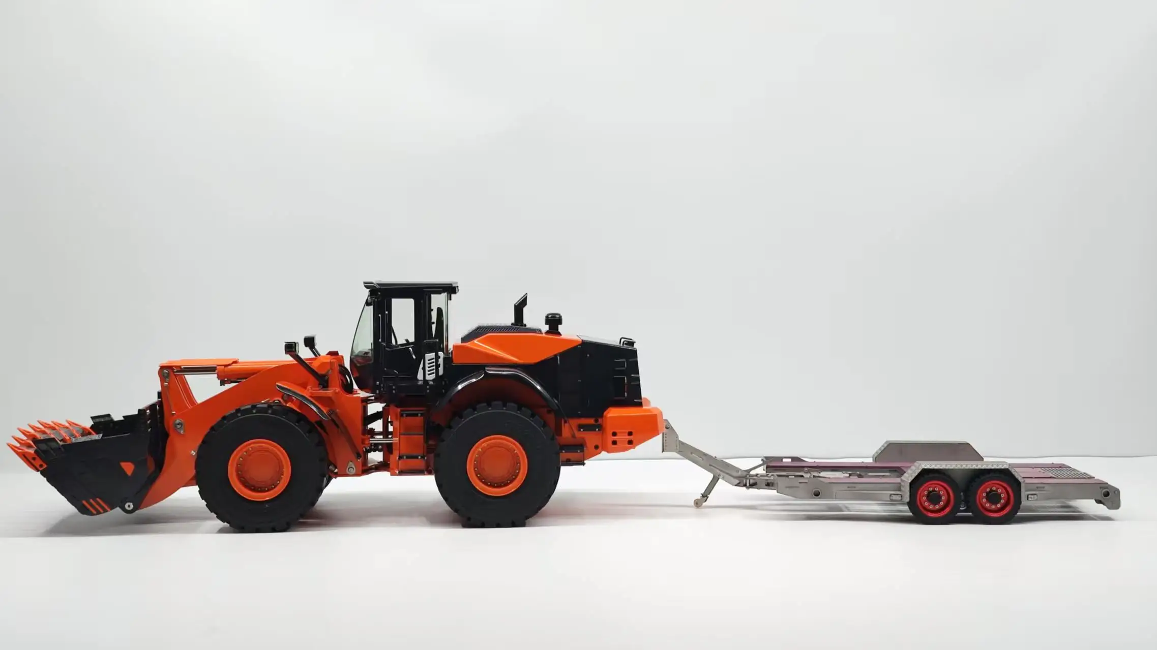 JDMODEL Static Model Dual-Axle Metal Flatbed Trailer Simulation Adjustable Towed RC Remote Control Car Crawler Universal