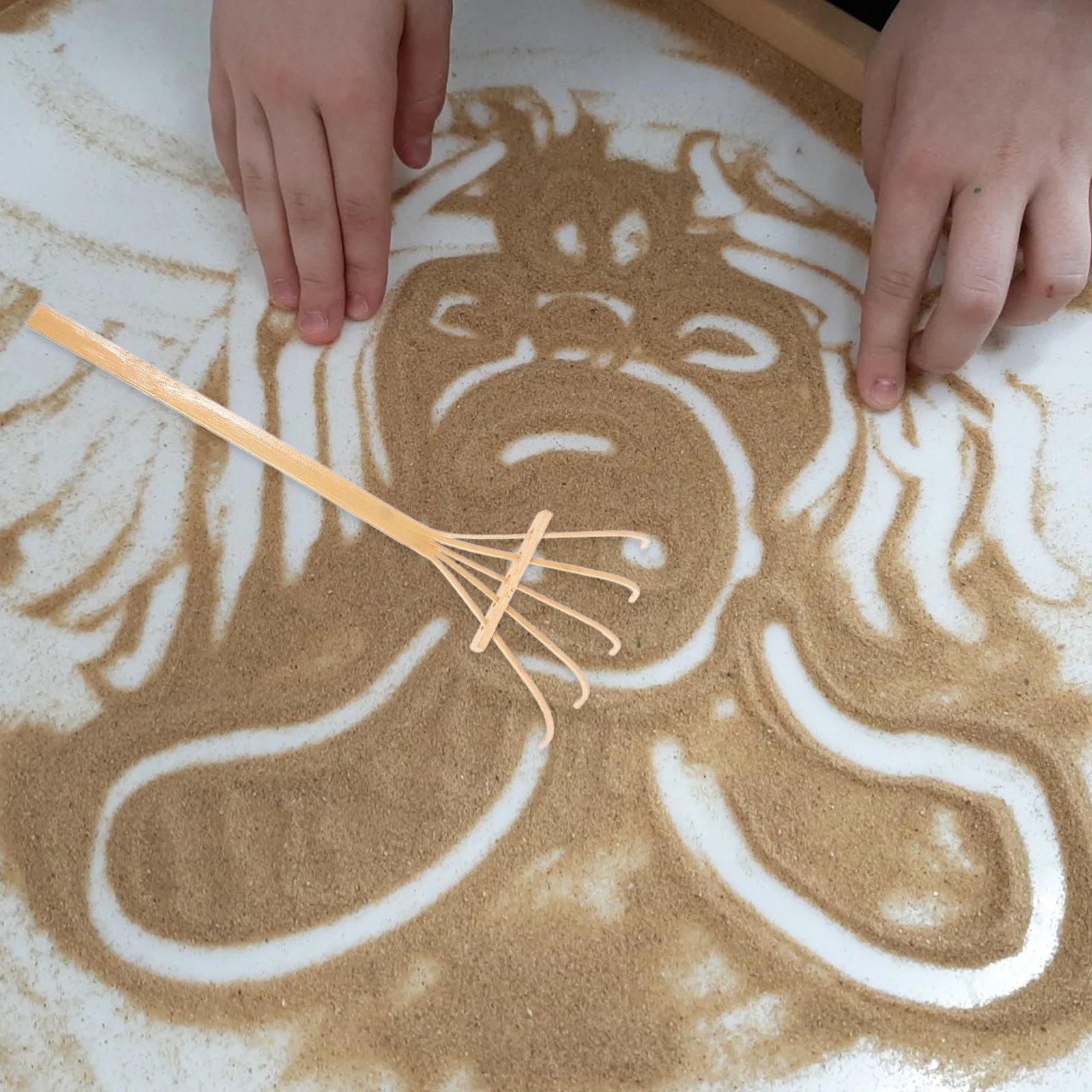 Juego de herramientas de jardín Zen de bambú japonés, Mini rastrillos, accesorios de mesa de arena, bandeja de arena Zen, suministros para escritorio, 5 uds.