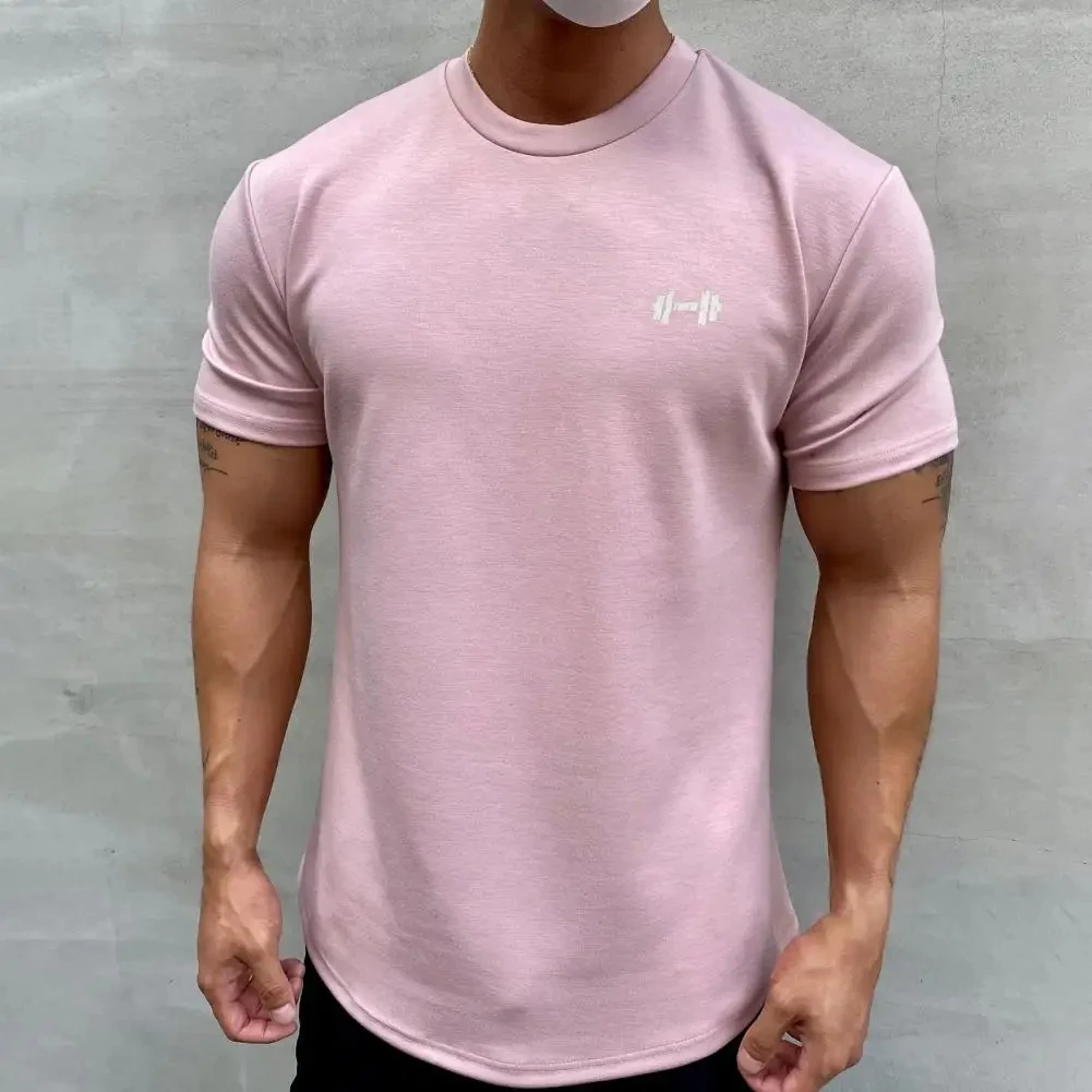 2024 Men T-shirt Male Sports Gym Muscle Fitness T Shirt Blouses Loose Half Sleeve Summer Bodybuilding Tee Tops Men\'s Clothing