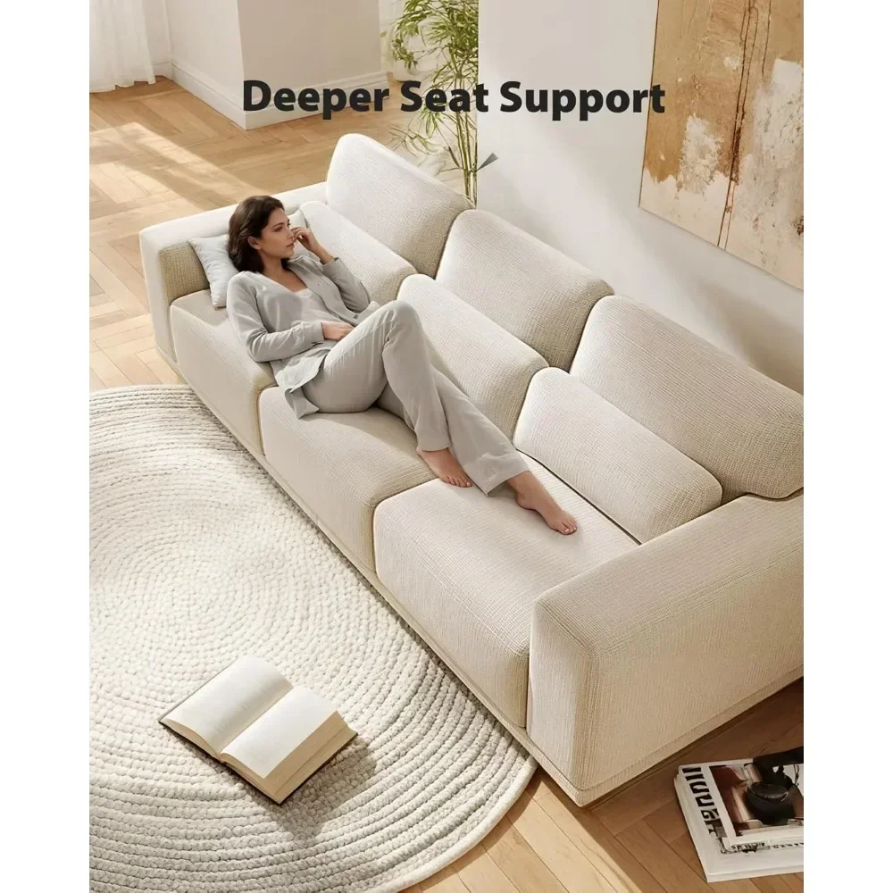 3 Seater Couch, Sofas for Living Room with Deep Seats and Wide Armrests, 89" Comfy 3-Seater Sofas, Modern Upholstered Couch