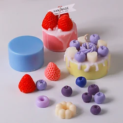 Cute Strawberry Cake Candle Silicone Mold 3D Fruit Raspberry Doughnut Chocolate Cookie Baking Mould DIY Birthday Cake Decor Tool