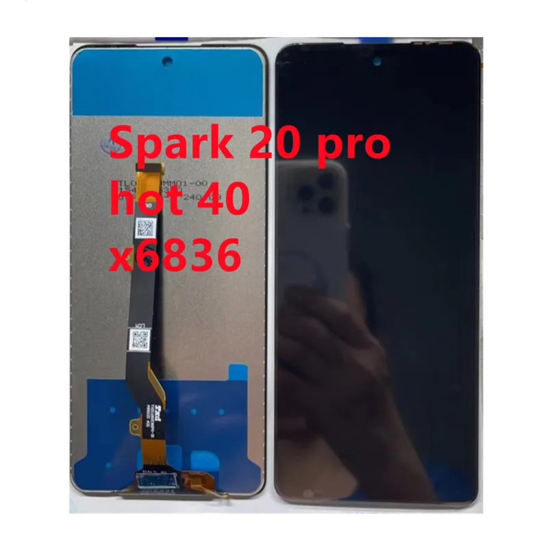 100% Test Original For Tecno spark 20 pro X6836 hot 40 LCD Display Touch Panel Screen Digitizer Assembly spark 20 pro lcd