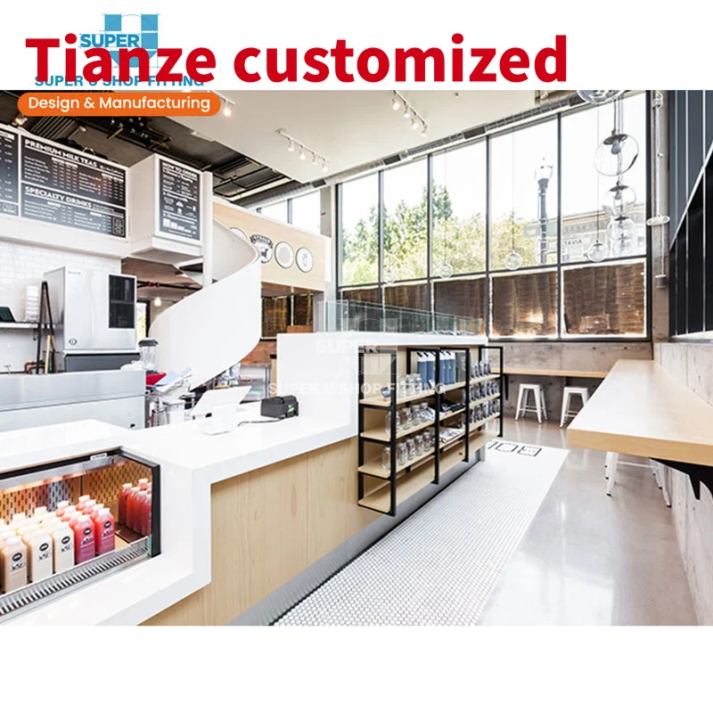 (customized)Cafe Interior Shopfitting Display Fixtures Custom Design Services Coffee Shop Decoration Luxury Coffee Shop Supplies