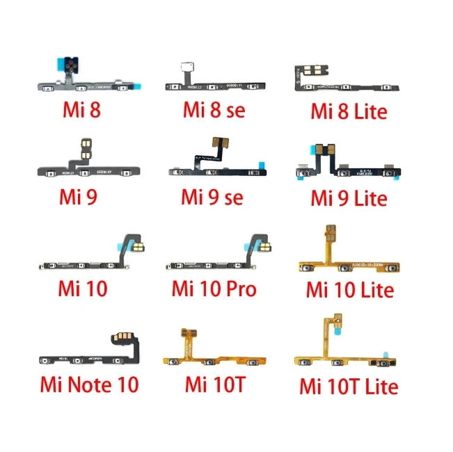 3Pcs New Power On Off Volume Side Button Key Flex Cable For Xiaomi Mi 8 9 SE Lite / Mi 9T 10T 10 Note 10 Pro Lite Replacement