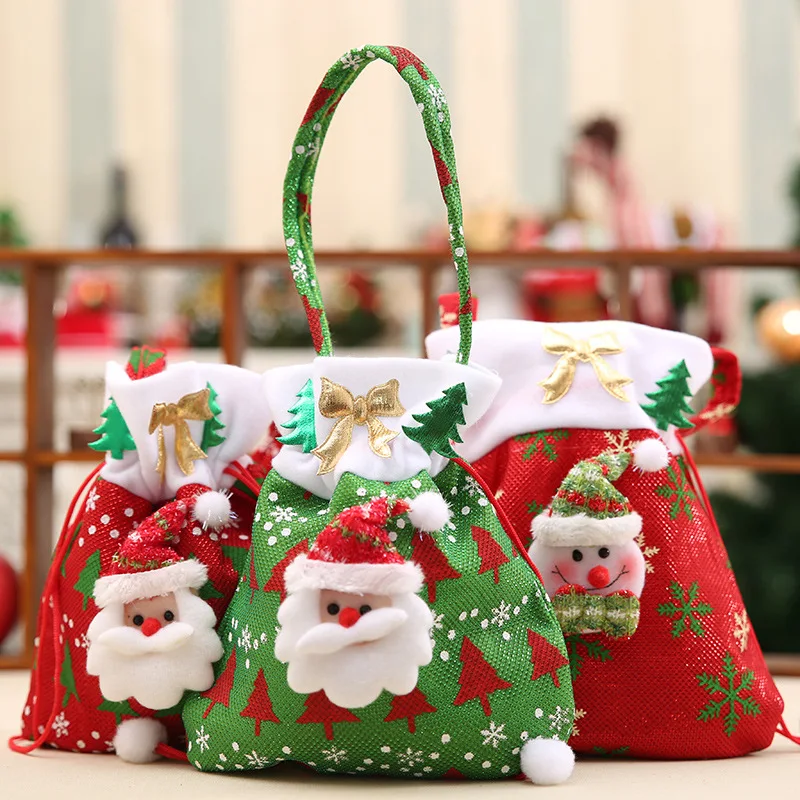 

Handheld Santa Claus Gift Bag Christmas Candy Biscuit Bag Christmas Eve Apple Bag Red and Green Christmas Gift Decoration Bag