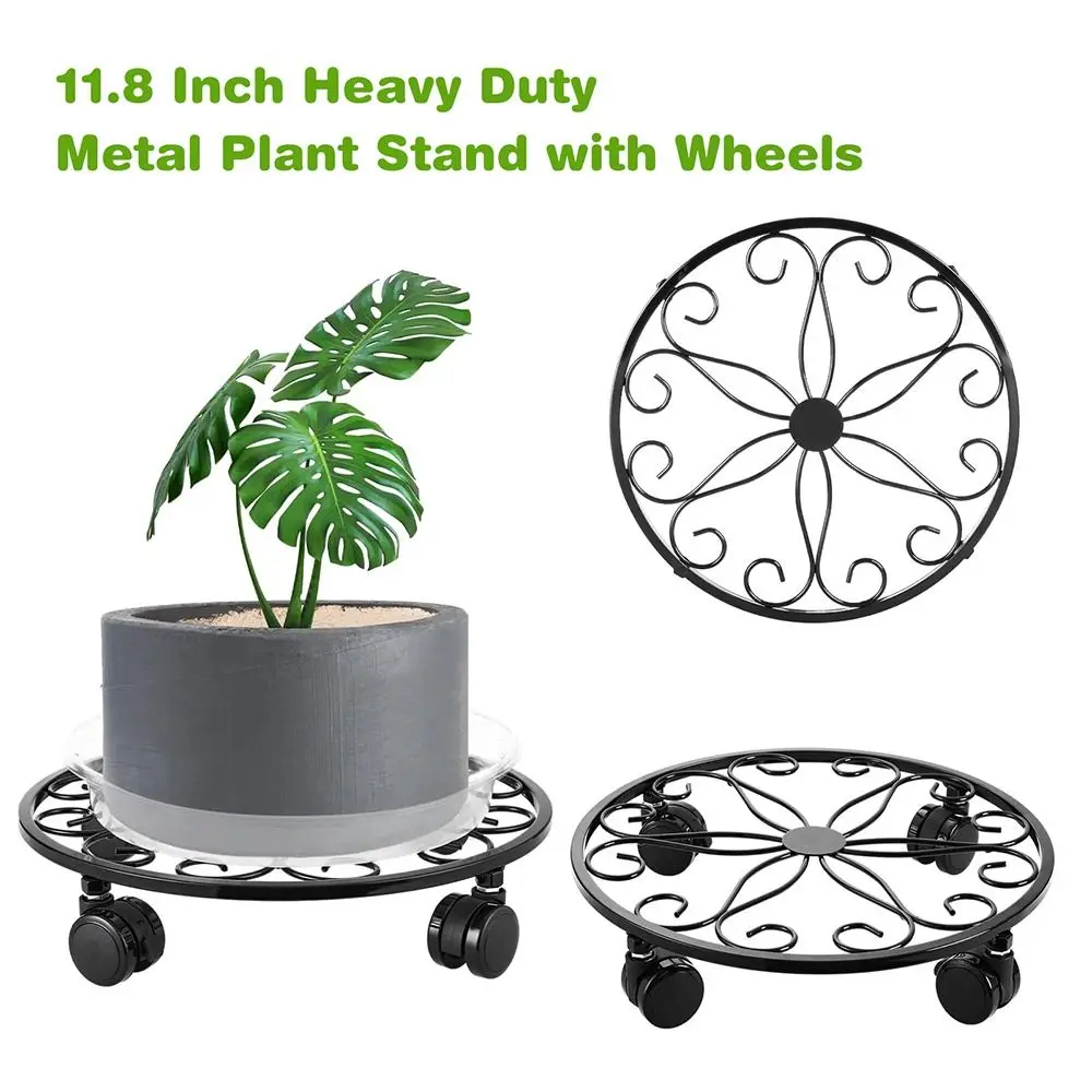 

Metal Plant Caddies with Wheels Roller Base Heavy Duty Rolling Plant Stands with Casters 11.8 Inch Strong Load Capacity