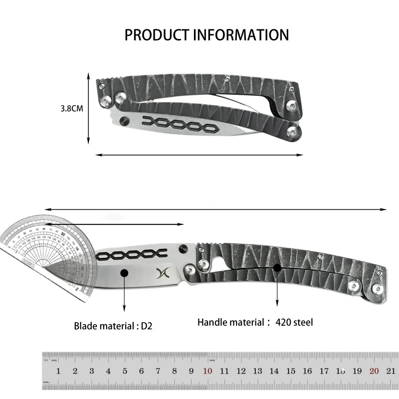 Hua-ao pocket folding knife D2 steel blade 420 steel handle portable EDC pocket knife practical cutting knife gift for men