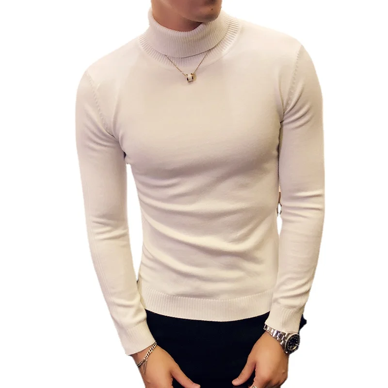 Fashion Winter New Men's Turtleneck Sweaters Black  Brand Knitted Pullovers Men Solid Color Casual Sweater Knitwear