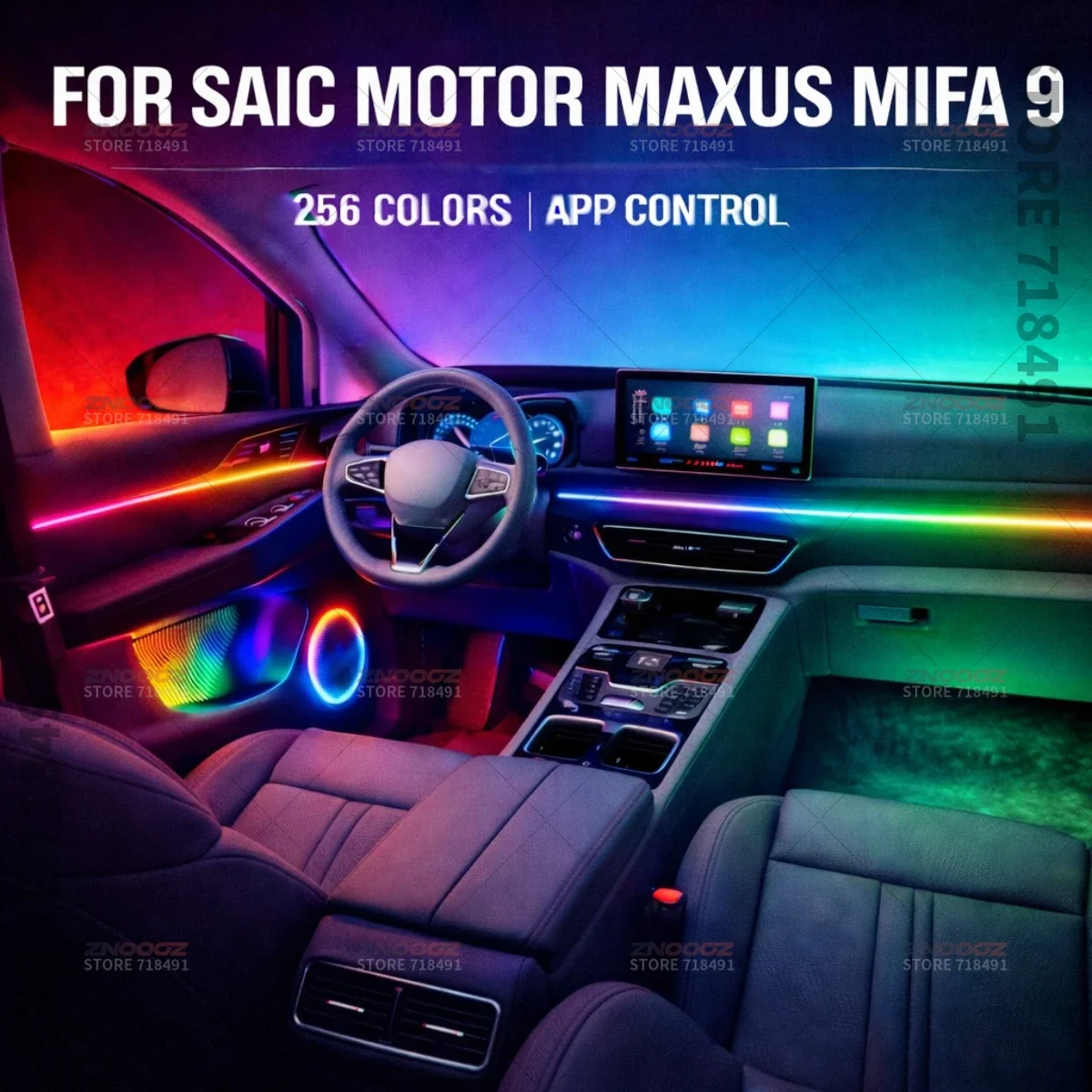 22in1 RGB Car Interior Acrylic Car Ambient Lights RGB Hidden Acrylic Strip Decoration Atmosphere Accessories For Maxus MIFA 9