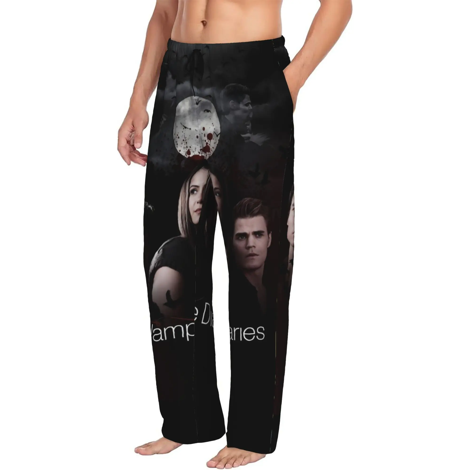 Custom The Vampire Diaries Pajama Pants Sleepwear for Men Elastic Waistband  Sleep Lounge Bottoms with Pockets - view 2