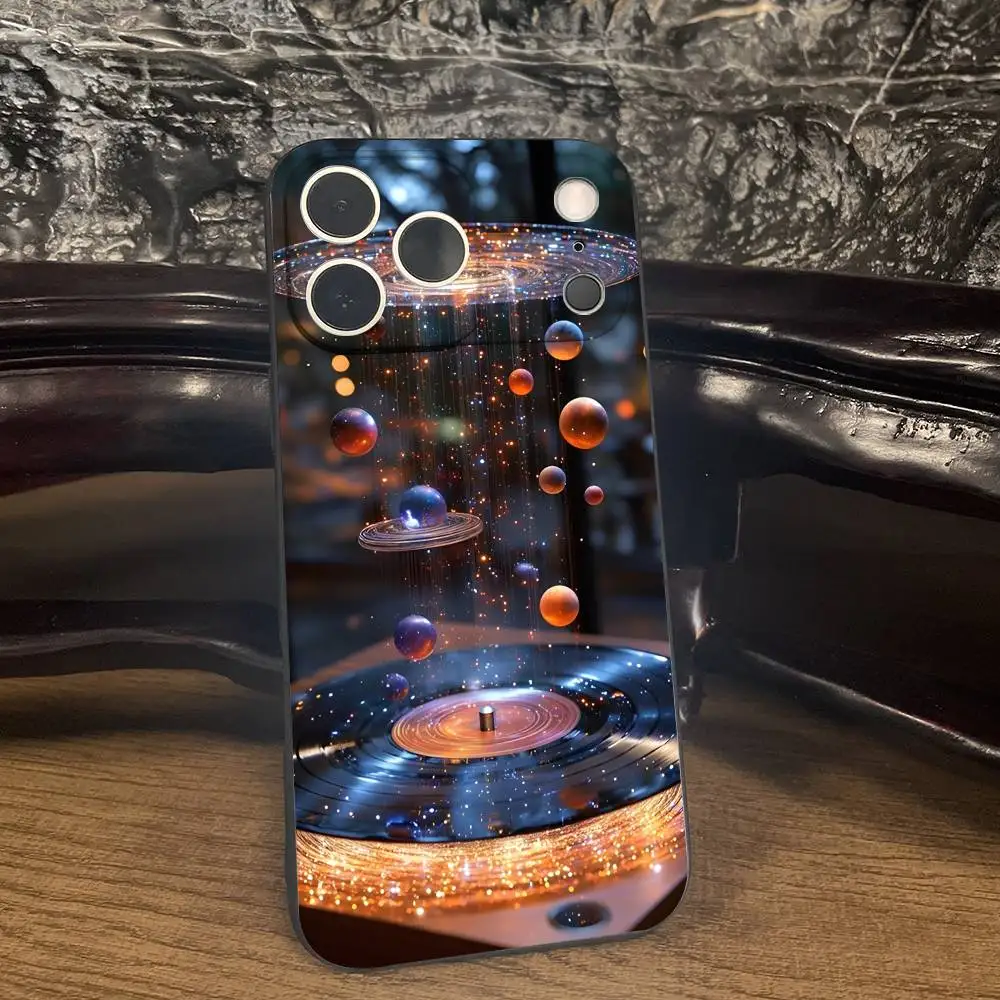 Vinyl Record DJ Art Phone Case For iPhone 17,16,15,14,13,12,11 Plus,Pro Max,XS,X,XR,SE,Mini,8,7,Soft Silicone Black Cover