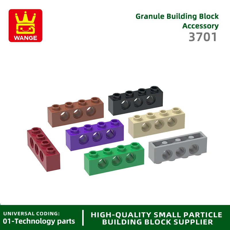 Wange 3701 100g/69PCS 1x4 3 Holes Building Blocks Moc Technical Parts Compatible with Bricks DIY Children Assembly Toys Gift Box