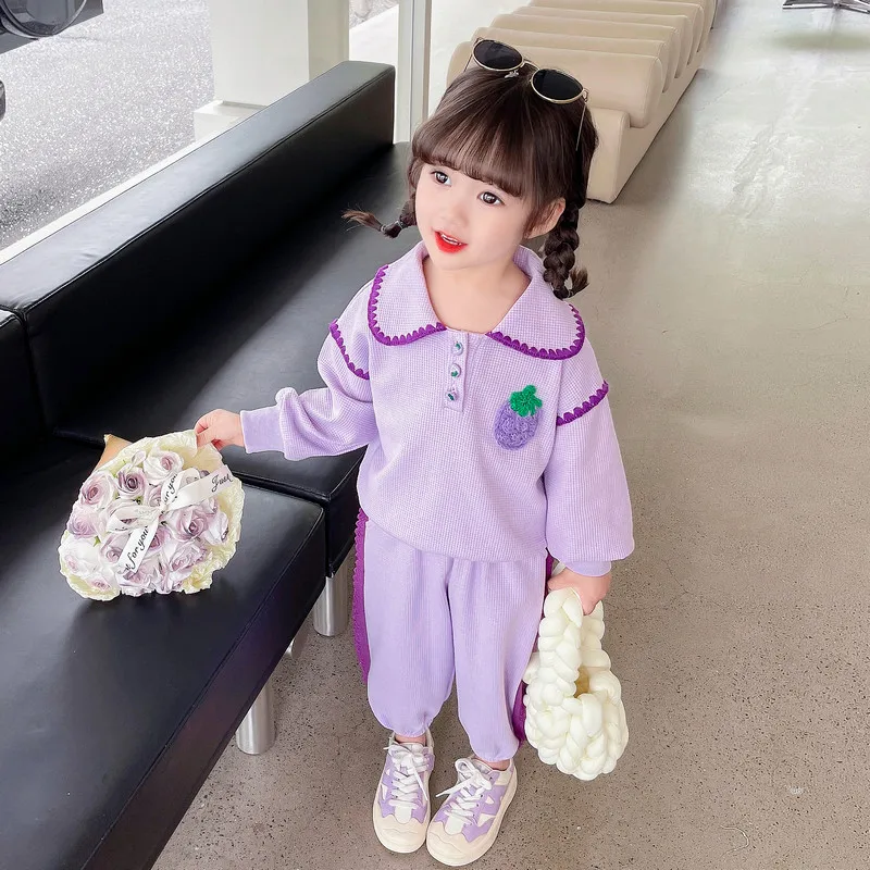 Children Clothing Sets for Girls Strawberry Pullover Sweatshirt Pants Autumn Kids Sportswear Baby Clothes Outfits Tracksuit