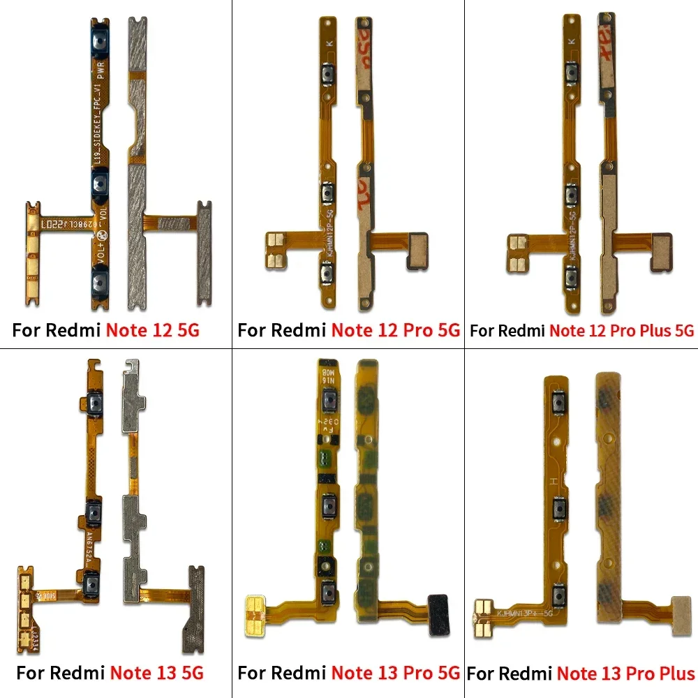 5 ชิ้น, สำหรับ Xiaomi Redmi Note 12S 12 13 14 Pro 4G 5G Plus สายแพรปุ่มเปิดปิดเครื่อง ปุ่มปรับระดับเสียง อะไหล่เปลี่ยน