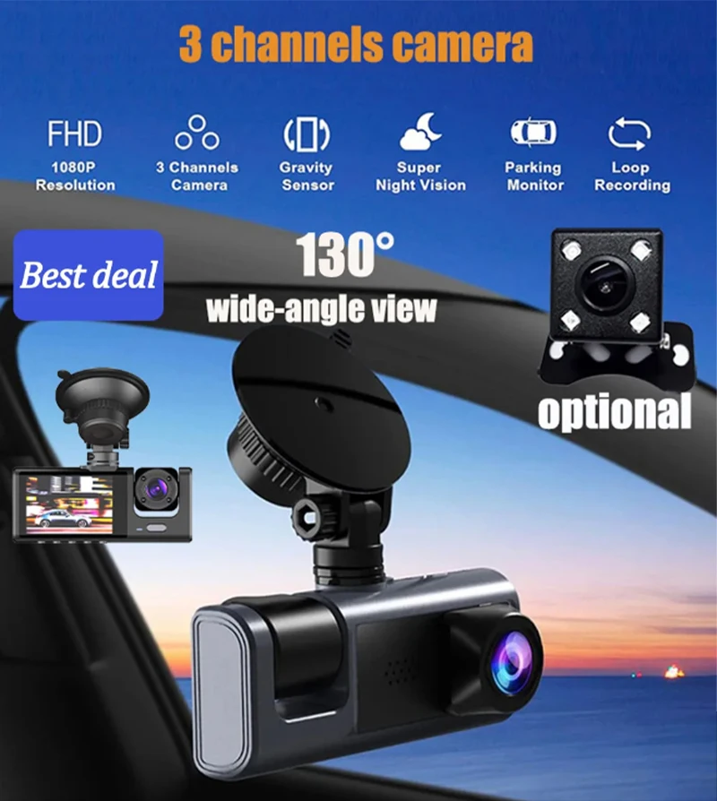 3 Camera Dash Cam C… - image