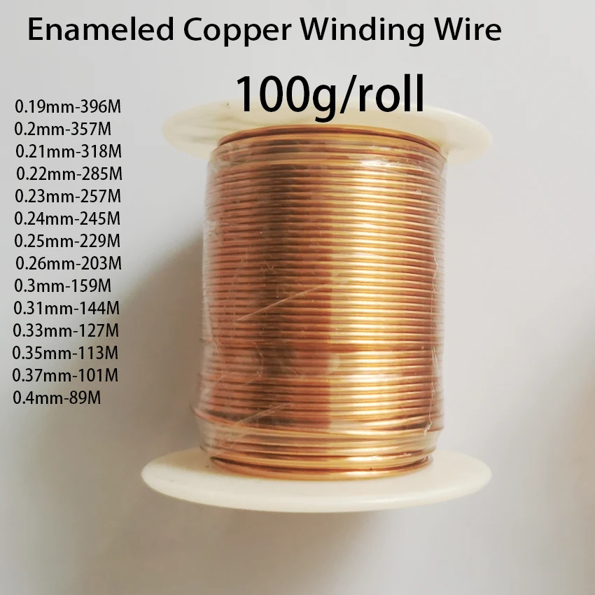 

100g/roll QA-1-155-2UEW 0.19mm -0.40mm Cable Copper Wire Magnet Wire Enameled Copper Winding Wire Coil Copper Wire