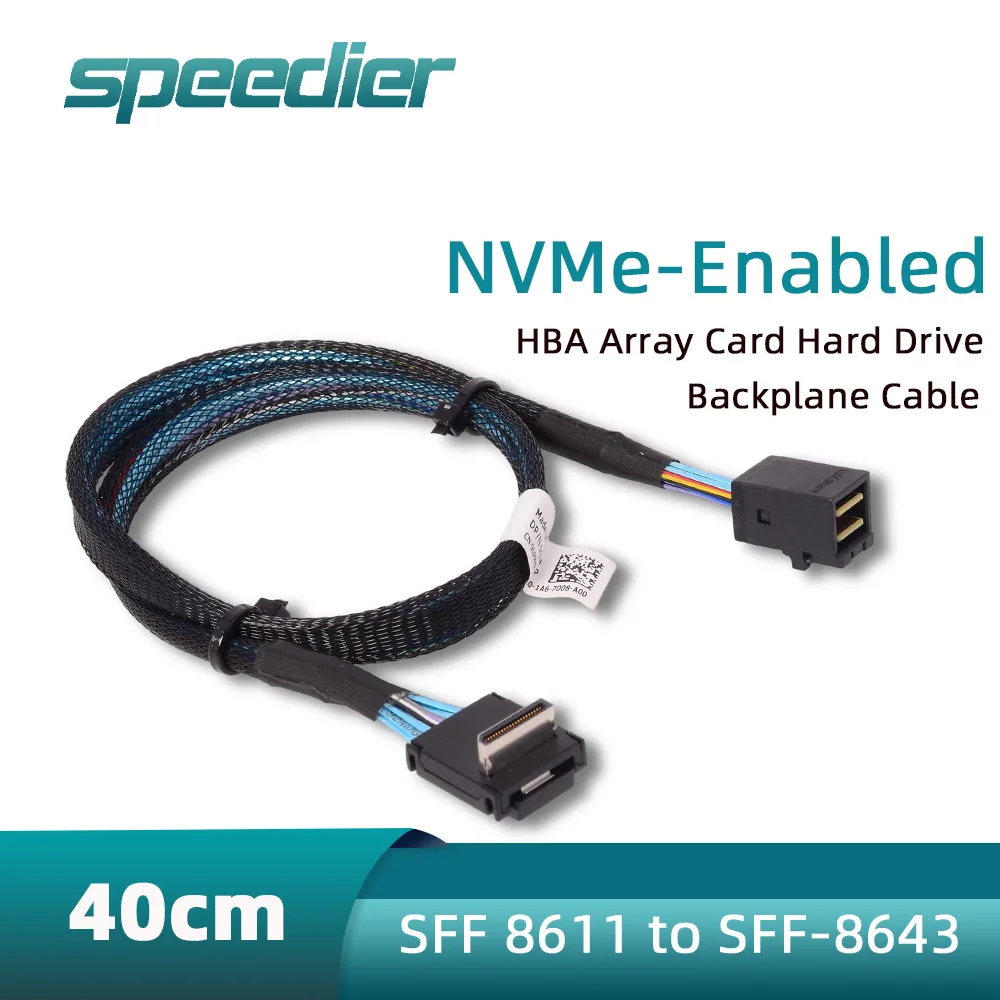 Oculink SFF 8611 To SFF-8643 SAS Data Cable 90 Degrees Original Assembly Line High Speed HBA Array Card Hard Disk Backplane 40cm
