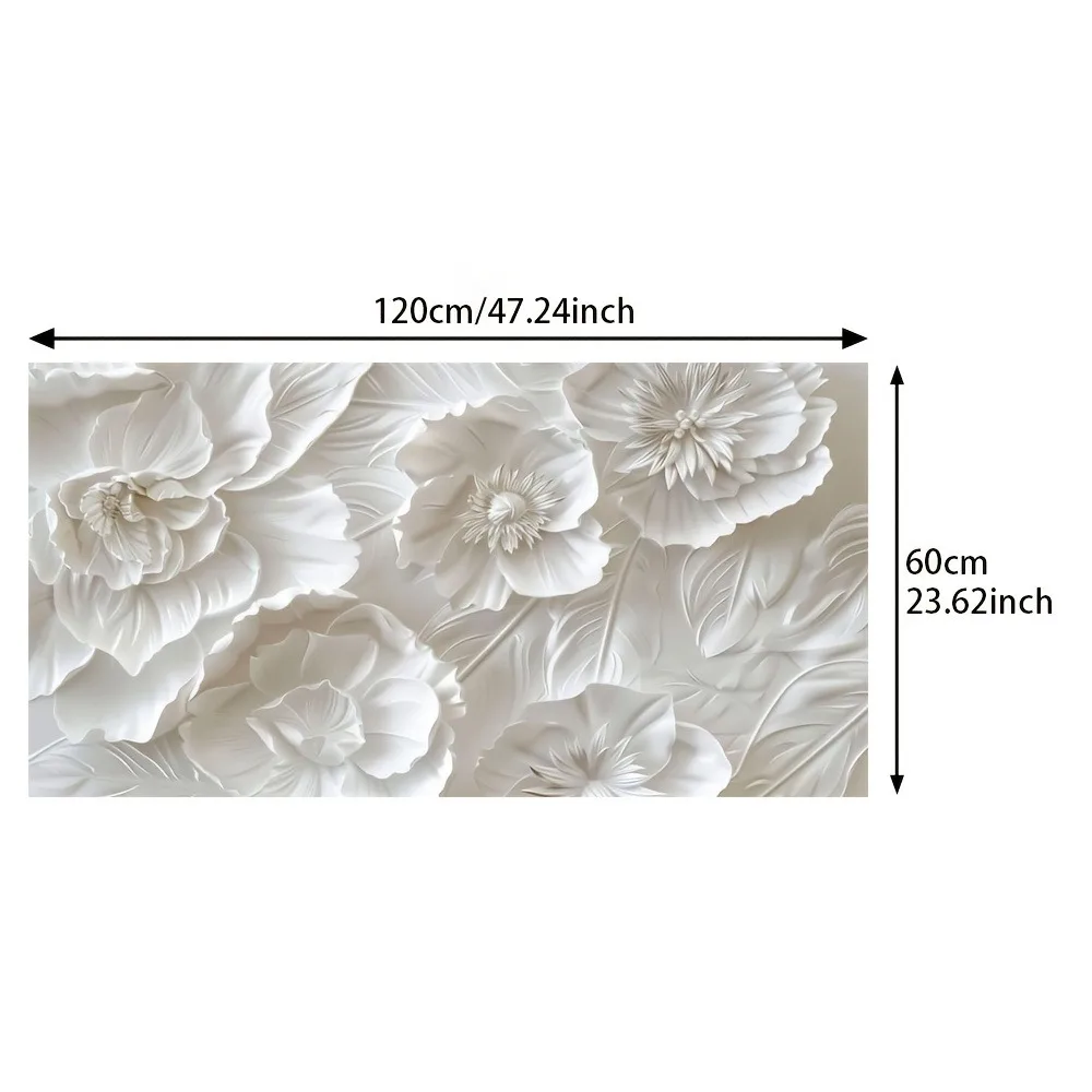 A frameless modern wall art piece depicting white flowers, a canvas poster suitable for bedroom decor, living room or hallway.