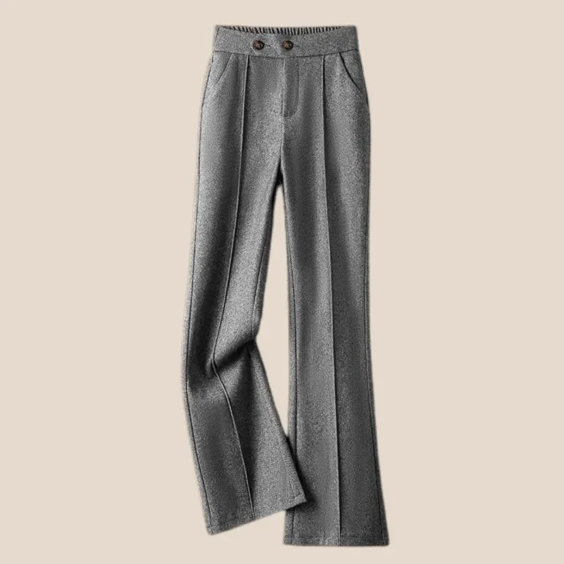 Ladies Thickening Casual Straight Trousers Women Loose Large Size 4XL Pantalons Winter Female High Waist Woolen Flared Pants ﻿