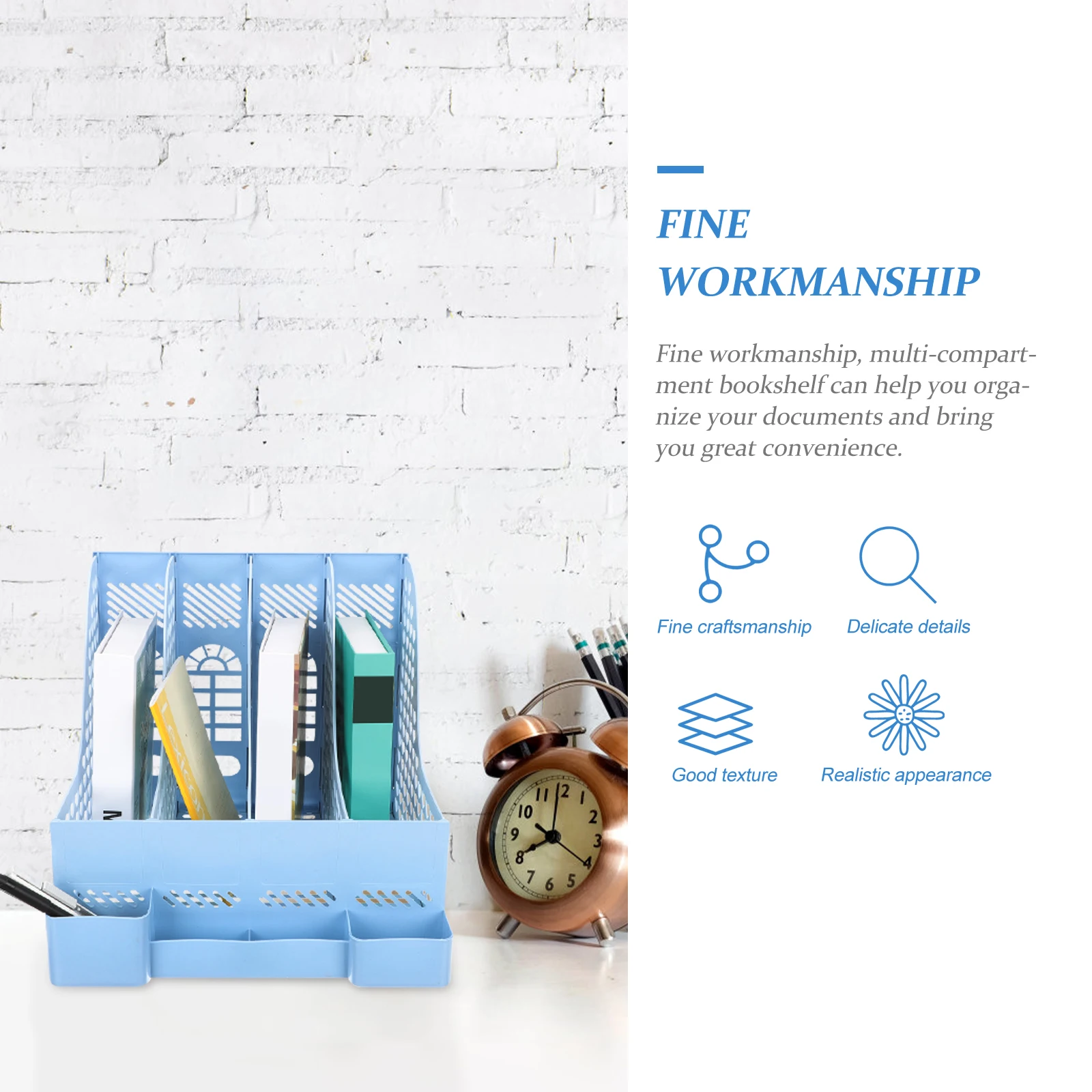 

Plastic File Storage Box Document Organizer Strong Multi Compartment Bookshelf Home Office Use Tabletop Paper Holder
