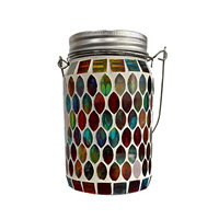 Outdoor Solar Lantern Lights Decorative Mosaic Jar Hanging Lantern Pathway Garden Lights Lawn Lamp Waterproof Landscape Light