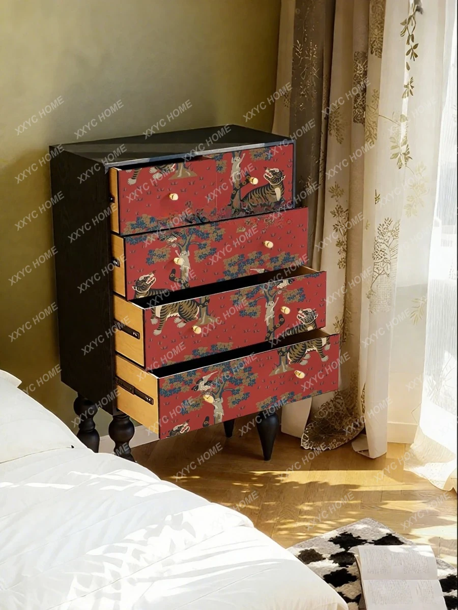 XX Five-Drawer Cabinet Bedroom Storage Cabinet Home Solid Wood Living Room Entrance Hallway Wall-Mounted Decorative Cabinet