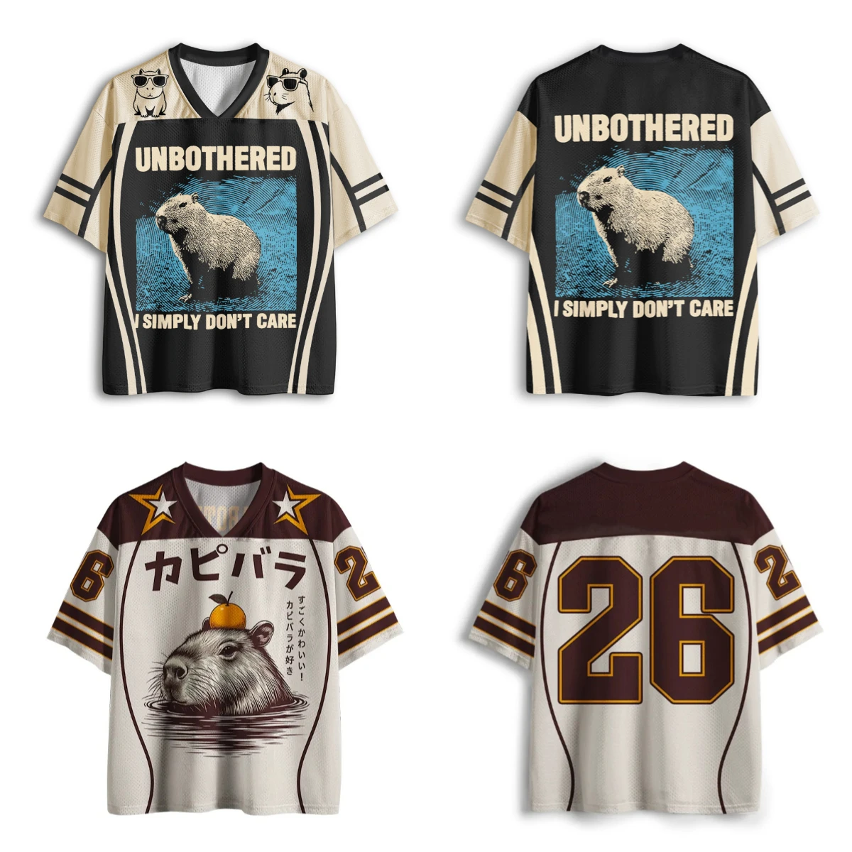 Camiseta con Estampado 3D de Capibara Estilo Lindo para Adultos y Niños, Estilo Zen / Aguas Termales 'No me importa', Retro Americano, Manga Corta