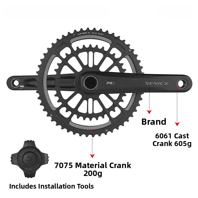

Senicx Pr3 дорожный велосипед, встроенный полый шатун, супер легкий 24-миллиметровый сплав, алюминиевый сердечник, детали велосипедного оборудования
