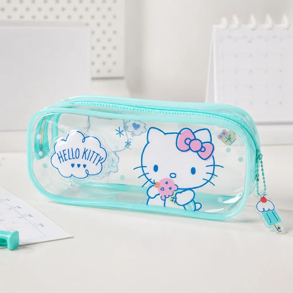 Hello Kitty Sanrio Genuine Jelly Pencil Case Cute Clear Stationery Bag Large Capacity Pen Pouch for Study Travel Birthday Gifts - view 2