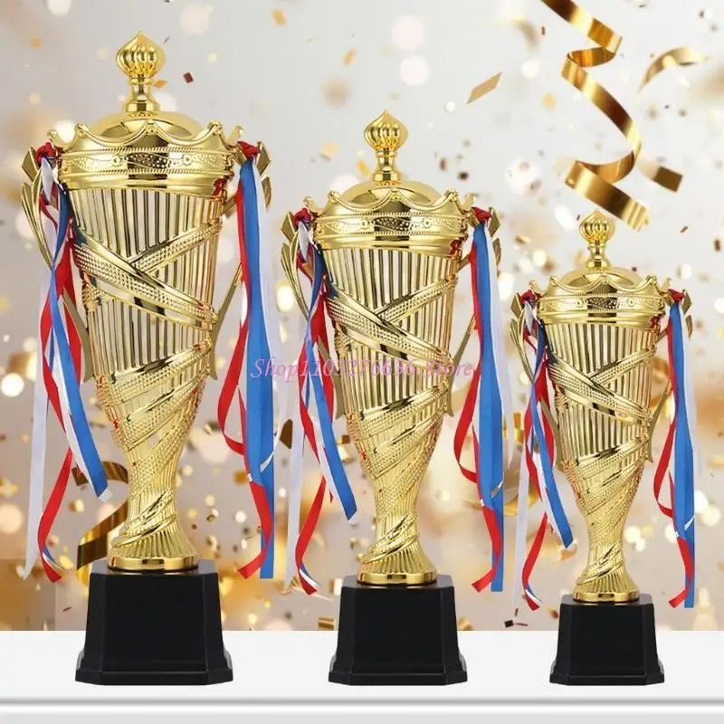 R6FD Sturdy Stile inoxid acero Sports Award Copa con cintas portátiles para competiciones escolares y decoración del hogar