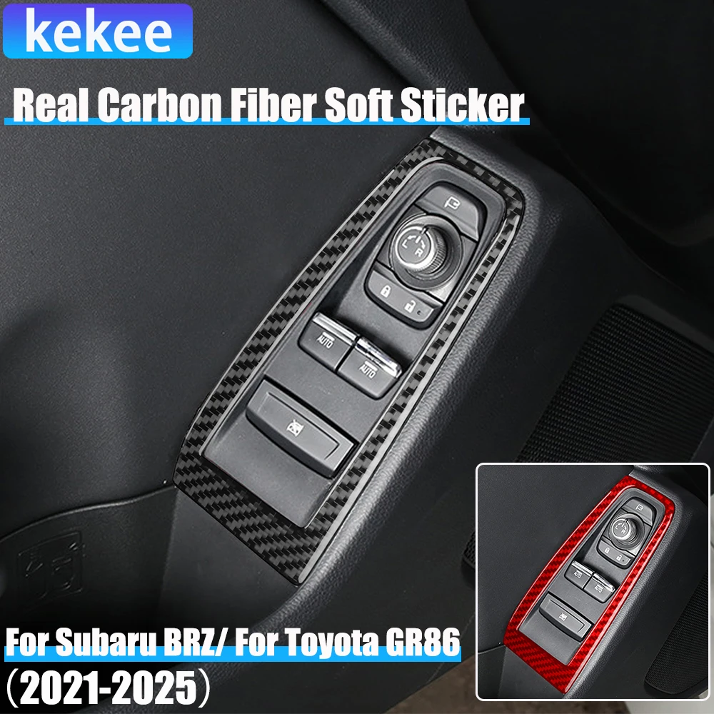 

Real Carbon Fiber Car Accessories Window Lifting Cover Soft Sticker For Subaru BRZ/ For Toyota GR86 2021 2022 2023 2024 2025