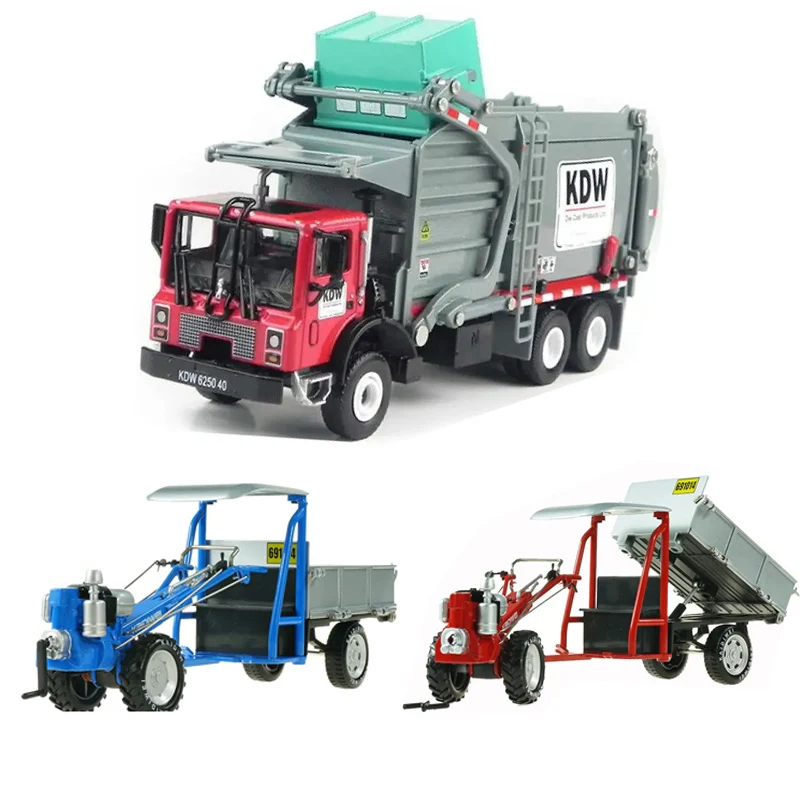 KDW 1:24 Garbage Truck Cleaning Vehicle Model Alloy Materials Handling Cleaning Dustcart Car Boys Game Toys for Kids Gift