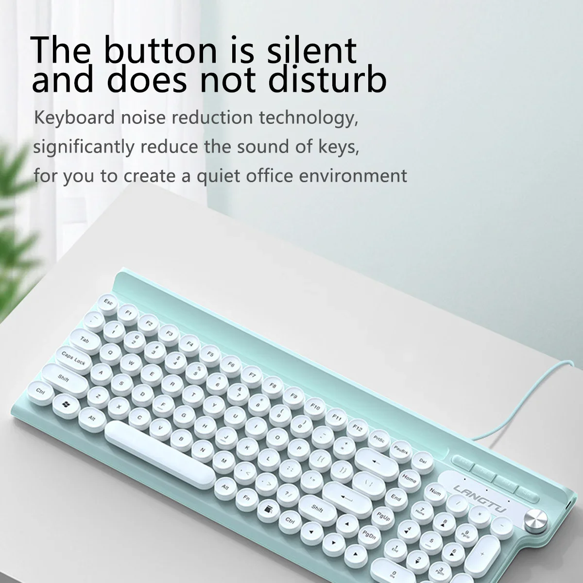 LANGTU L3 Composite Punk Wired Keyboard Phone Notch Multi-function Knob Charging Gaming Keyboard Laptop Gaming Office Accessorie