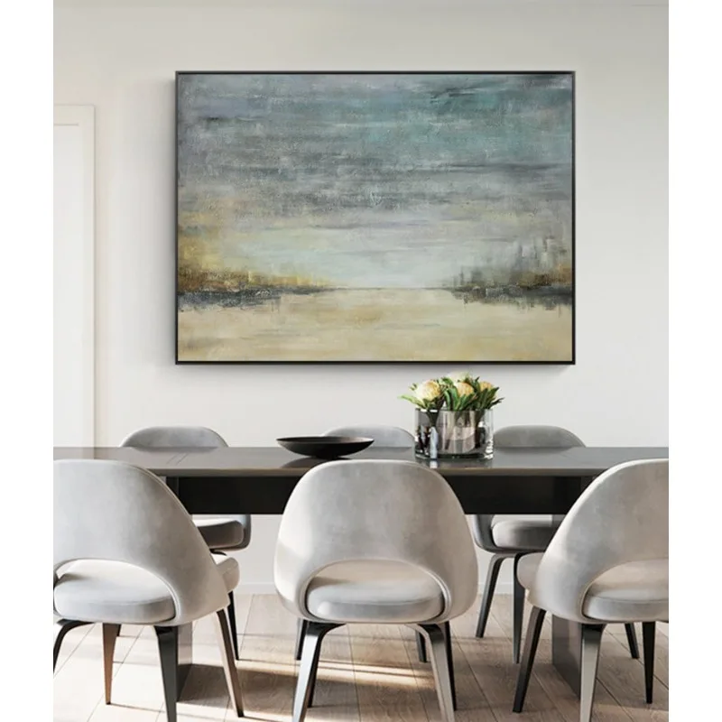 100% Hand Large Sky Frameless Oil Painting, Ocean Sunset Painting Marine Landscape Painting for Liivng Room and Home Decortive