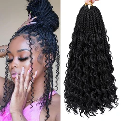 Goddess Crochet Hair 14 Inch synthetic Pre-looped Bohemian With Curly Ends Crochet for Synthetic Braiding Hair 16 Strands