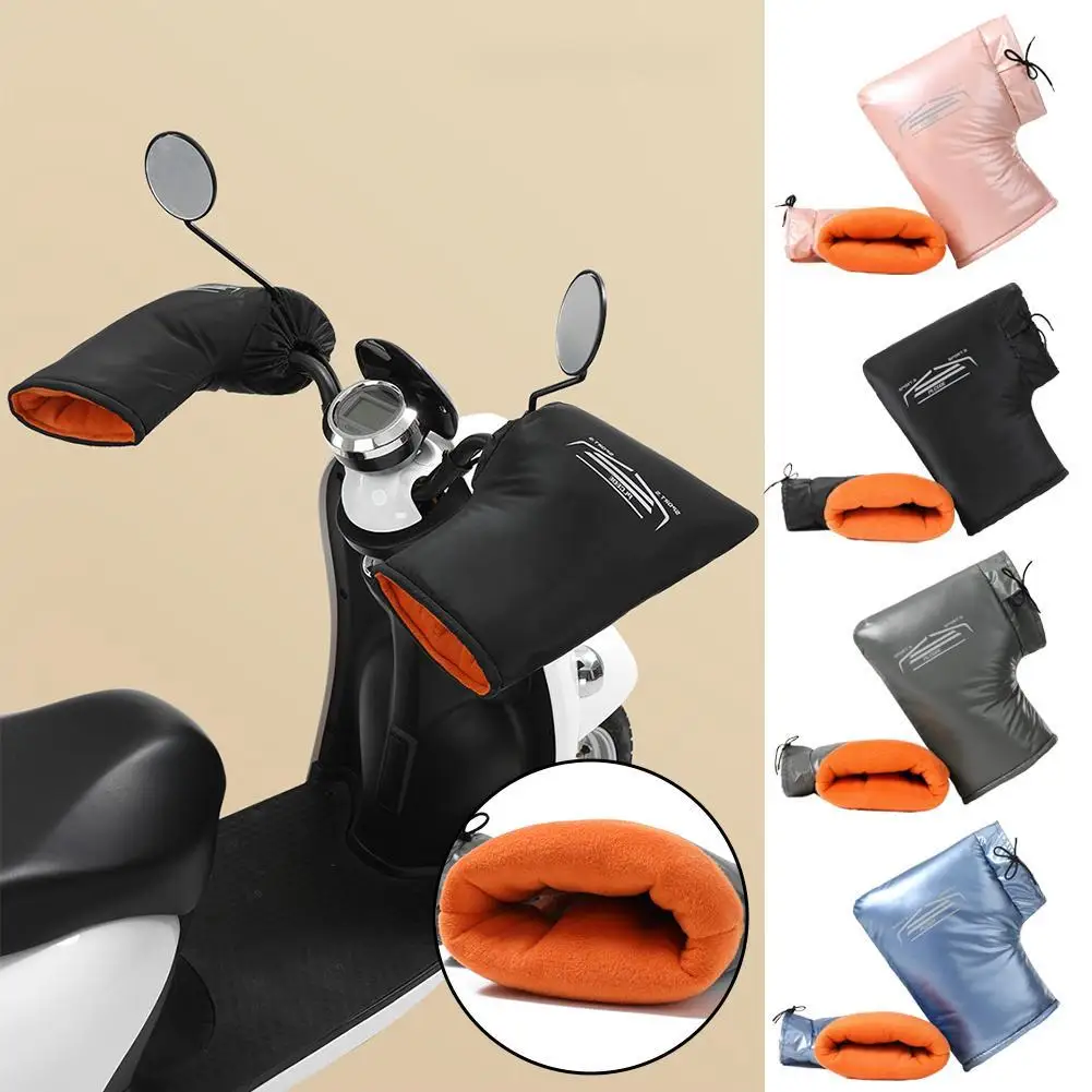 

Motorcycle Winter Handlebar Cover Waterproof And Anti Freezing Thickened Warm Hand Gloves For Riding Electric Bike Handle Gloves