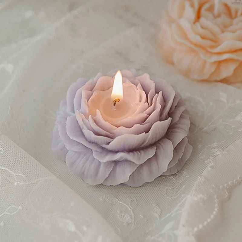 1PCS  Peony Flower Shape Scented Aromatic Candles Paraffin Wax Aromatic Candle Wedding Gift Party Home Decoration Cute Candles