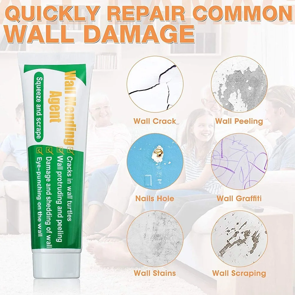 ABKM 2 Pack عامل إصلاح الجدار، طقم إصلاح الحوائط الجافة مع مكشطة وأطراف لإصلاح سطح الجدار، معجون إصلاح الحوائط الجافة اللاصق