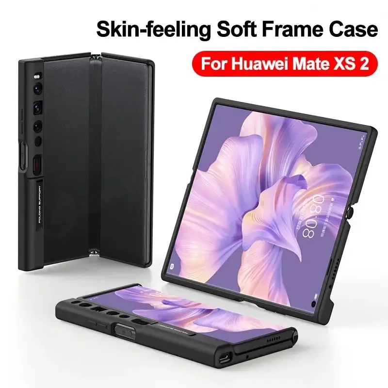 

Liquid Silicone Frame Soft Cover For Huawei Mate XS 2 All-around Edge Lens Protection Stand Phone Case For Huawei Mate XS2 Cases